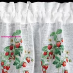 Eper mintás modern konyhai vitrázs függöny Fehér 30x150 cm