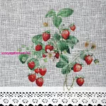 Eper mintás modern konyhai vitrázs függöny Fehér 30x150 cm