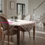 Gobelin asztalterítő japán cseresznyevirágokkal Natúr 100x100 cm +/-5%