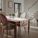 Gobelin asztalterítő japán cseresznyevirágokkal Natúr 45x140 cm +/-5%