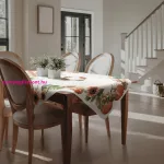 Napraforgó és tök mintás gobelin asztalterítő Natúr 100x100 cm +/-5%