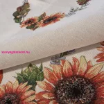 Napraforgó és tök mintás gobelin asztalterítő Natúr 100x100 cm +/-5%