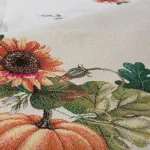 Napraforgó és tök mintás gobelin asztalterítő Natúr 40x100 cm +/-5%