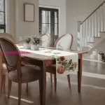 Napraforgó és tök mintás gobelin asztalterítő Natúr 40x100 cm +/-5%