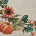 Napraforgó és tök mintás gobelin asztalterítő Natúr 40x100 cm +/-5%