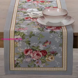 Gobelin terítő nyári virágokkal Szürke 45x140 cm +/-5%