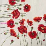 Pipacsos gobelin asztalterítő Natúr 140x180 cm - 5 cm