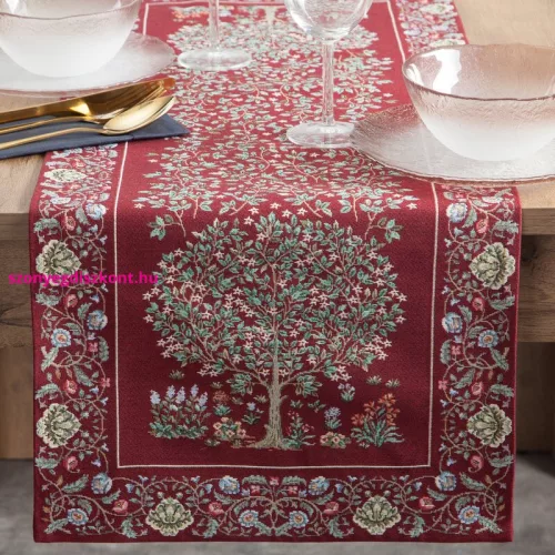 Gobelin asztalterítő fa motívummal Piros 45x140 cm +/-5%
