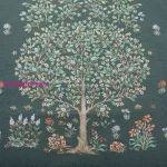Gobelin asztalterítő fa motívummal Zöld 140x240 cm +/-5%
