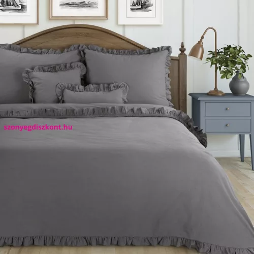 Falbanka pamut ágyneműhuzat Acélszürke 160x200 cm - 70x80 cm 2db