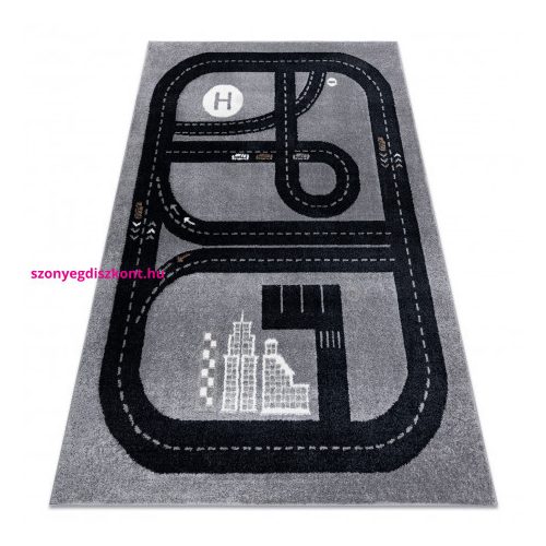 Bolti 9. Szőnyeg FUN Track gyerekeknek, utca, város szürke 140x190 cm