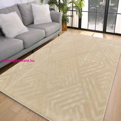 Den. Deluxy rombusz Bézs Puha Szőnyeg 66x110cm-hátul gumis