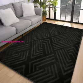   TOP! Den. Deluxy rombusz Fekete  Puha Szőnyeg 66x110cm-hátul gumis