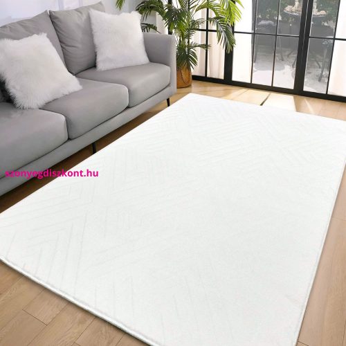 Den. Deluxy rombusz fehér  Puha Szőnyeg 120x170cm-hátul gumis