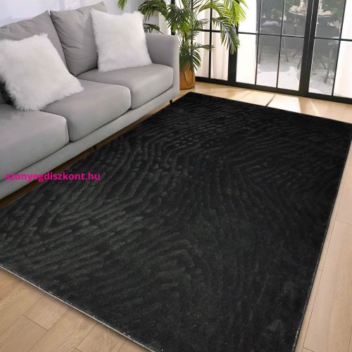 Den. Deluxy design Fekete  Puha Szőnyeg 120x170cm-hátul gumis