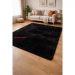 Den. Furlux fekete 80 x 250cm egyszínű extra puha shaggy szőnyeg