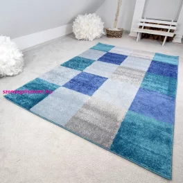   TOP! Gyerekszőnyeg akció, EPERKE 80x150cm 521 kék kockás szőnyeg