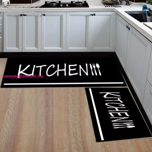 TOP! MY. SIL Konyhai szőnyeg 2 részes szett 38x58cm+38x117cm-fekete kitchen
