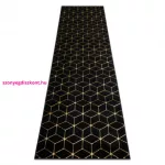 TOP! Kab. Modern GLOSS szőnyeg, futószőnyeg 409C 86 Kocka elegáns, glamour, art deco fekete / arany 60x300 cm