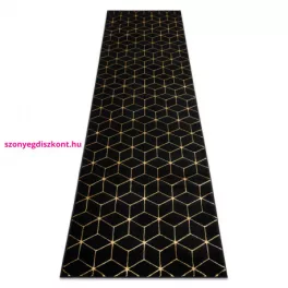   TOP! Kab. Modern GLOSS szőnyeg, futószőnyeg 409C 86 Kocka elegáns, glamour, art deco fekete / arany 60x300 cm