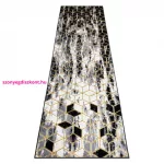 TOP! Kab. Modern GLOSS szőnyeg, futószőnyeg 409A 82 Kocka elegáns, glamour, art deco fekete / szürke / arany 60x200 cm