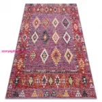 TOP! Kab. Modern szőnyeg MUNDO D7701 gyémánt boho szabadtéri rózsaszín / bézs  140x190 cm