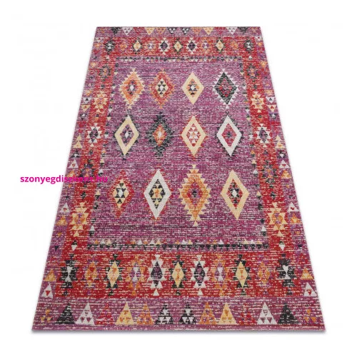 TOP! Kab. Modern szőnyeg MUNDO D7701 gyémánt boho szabadtéri rózsaszín / bézs  140x190 cm