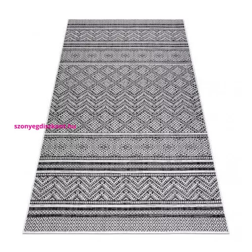 TOP! Kab. Fonott sizal szőnyeg SION Cikcakk, gyémánt Boho 22168 lapos szövött fekete / ecru 140x190 cm