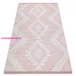 TOP! Kab. Fonott Sizal szőnyeg boho MOROC gyémánt 22312 rojt - két szintű gyapjú rózsaszín / krém, újrahasznosított szőnyeg 117x170 cm