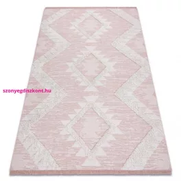   TOP! Kab. Fonott Sizal szőnyeg boho MOROC gyémánt 22312 rojt - két szintű gyapjú rózsaszín / krém, újrahasznosított szőnyeg 117x170 cm
