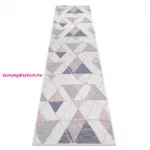 TOP! Kab. Fonott sizal szőnyeg SION futószőnyeg Geometriai, háromszögek 3006 lapos szövött ecru / rózsaszín 60x200 cm