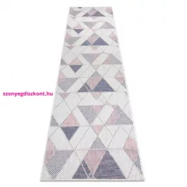   TOP! Kab. Fonott sizal szőnyeg SION futószőnyeg Geometriai, háromszögek 3006 lapos szövött ecru / rózsaszín 60x250 cm