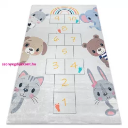  TOP! Kab. BAMBINO 43092 mosható szőnyeg Állatok, komló gyerekeknek csúszásgátló - rózsaszín / sárga 160x220 cm