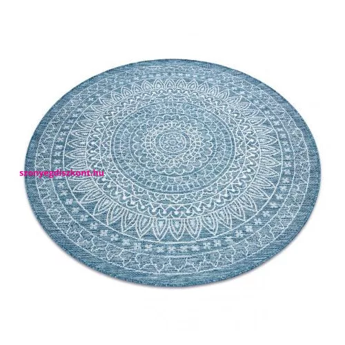 TOP! Kab. Fonott sizal szőnyeg LOFT 21207 Rozetta Kör boho elefántcsont/ezüst/kék kerék 160 cm