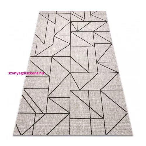 TOP! Kab. Fonott sizal floorlux szőnyeg 20605 ezüst / fekete / bézs HÁROMSZÖGEK, GEOMETRIAI  120x170 cm