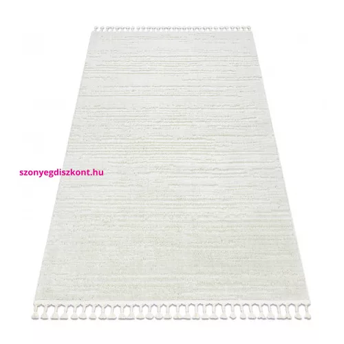 TOP! Kab. Szőnyeg SEVILLA AC53B csíkok fehér ehér Rojt BERBER shaggy 140x190 cm