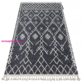   TOP! Kab. Szőnyeg BERBER TANGER B5940 szürke / fehér Rojt shaggy 120x170 cm