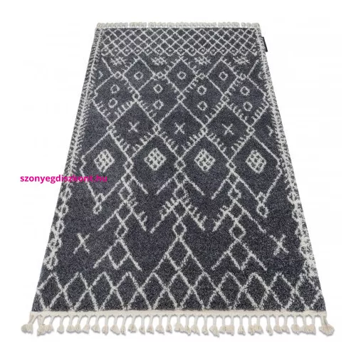 TOP! Kab. Szőnyeg BERBER TANGER B5940 szürke / fehér Rojt shaggy 120x170 cm