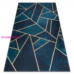 TOP! Kab. ANDRE 1173 mosható szőnyeg mozaik, geometriai csúszásgátló - türkiz / arany 120x170 cm