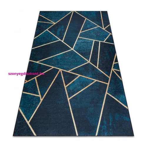 TOP! Kab. ANDRE 1173 mosható szőnyeg mozaik, geometriai csúszásgátló - türkiz / arany 120x170 cm