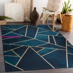 TOP! Kab. ANDRE 1173 mosható szőnyeg mozaik, geometriai csúszásgátló - türkiz / arany 120x170 cm
