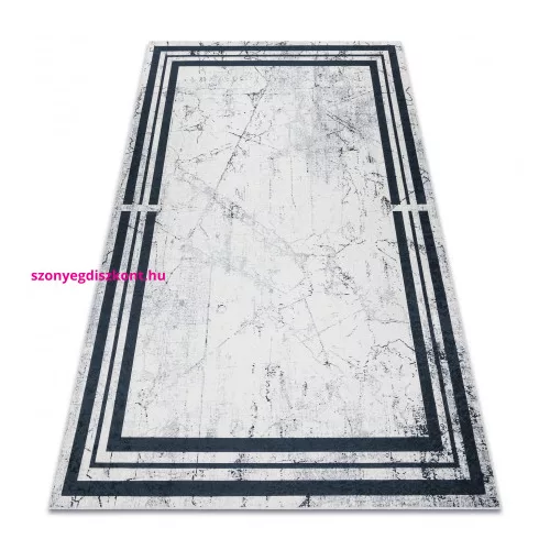 TOP! Kab. ANDRE 1023 mosható szőnyeg Márvány csúszásgátló - fekete / fehér 80x150 cm