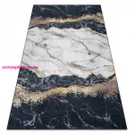 TOP! Kab. ANDRE 1124 mosható szőnyeg Márvány csúszásgátló - fekete 80x150 cm