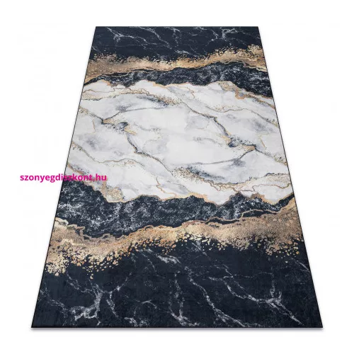 TOP! Kab. ANDRE 1124 mosható szőnyeg Márvány csúszásgátló - fekete 80x150 cm