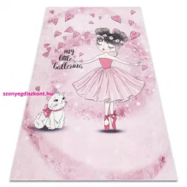   TOP! Kab. BAMBINO 2185 mosható szőnyeg Balerina, cica gyerekeknek csúszásgátló - rózsaszín 120x170 cm