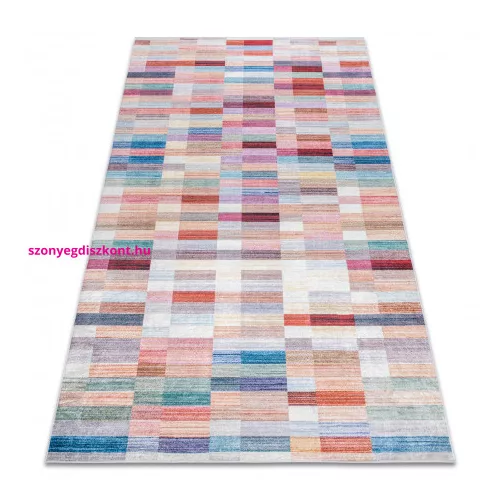 TOP! Kab. ANDRE 2295 mosható szőnyeg Csík csúszásgátló - rózsaszín / kék 80x150 cm