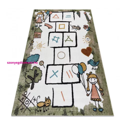 TOP! Kab. Szőnyeg FUN Hop gyerekeknek, ugróiskola, állatok zöld 140x190 cm