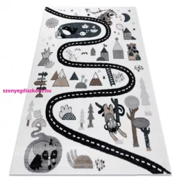   TOP! Kab. Szőnyeg FUN Route gyerekeknek, utca, állatok krém 120x170 cm