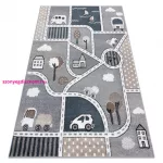 TOP! Kab. Szőnyeg FUN Strade gyerekeknek, utca, város szürke 80x150 cm