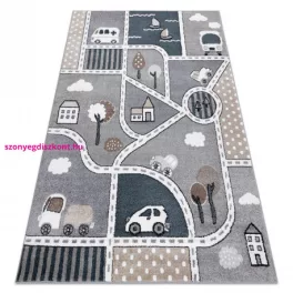   TOP! Kab. Szőnyeg FUN Strade gyerekeknek, utca, város szürke 80x150 cm